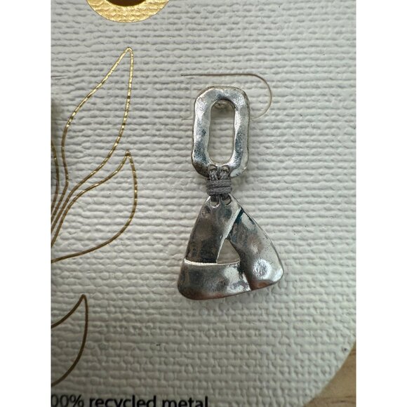 Earrings, Silver Tone, Recycled, Casual, Classic, Streetwear, Minimal, Hammered - Picture 6 of 9